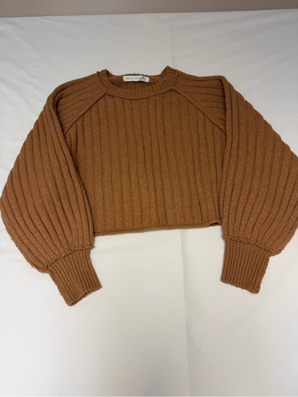 Altar'd State Cropped Copper Brown Ribbed Seater Size Medium